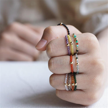 New Design!  2mm NATURAL HEALING  STONE RING with Steel Bead- Grab a Set of 'em!